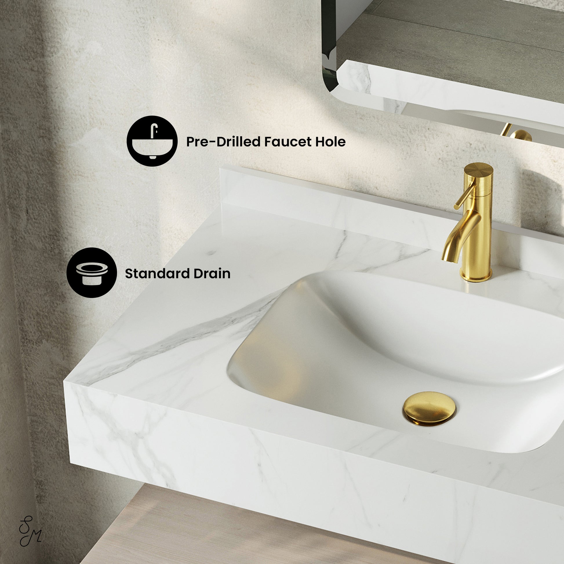 Swiss Madison Avancer 36-inch wall-mount bathroom vanity in White Oak — view 2