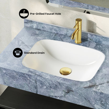 Swiss Madison, Avancer 36" Wall-Mounted Bathroom Vanity in Black Oak with Blue Celeste Sink Top