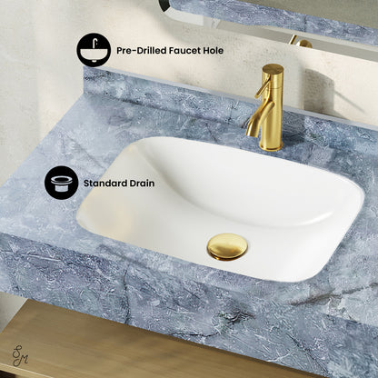 Swiss Madison, Avancer 36" Wall-Mounted Bathroom Vanity in Natural Oak with Blue Celeste Sink Top