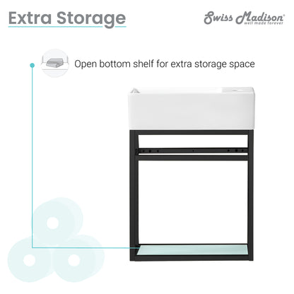 Swiss Madison, Pierre 19.5 Single, Metal Frame, Open Shelf, Bathroom Vanity