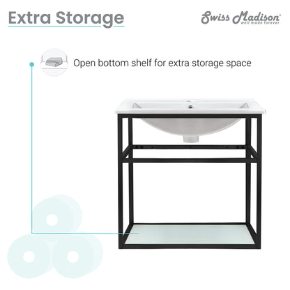 Swiss Madison, Pierre 24 Single, Metal Frame, Open Shelf, Bathroom Vanity