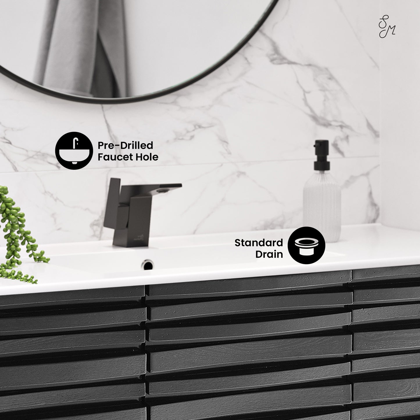 Swiss Madison, Cascade 48" Bathroom Vanity in Black