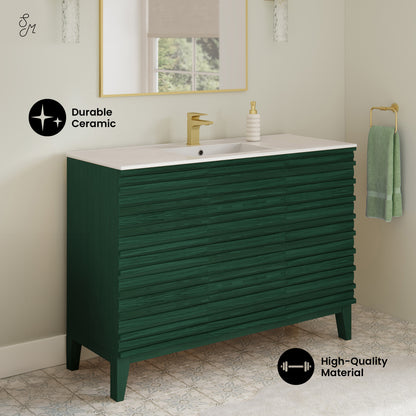 Swiss Madison, Cascade 48" Freestanding Bathroom Vanity in Green Oak with Sink Top