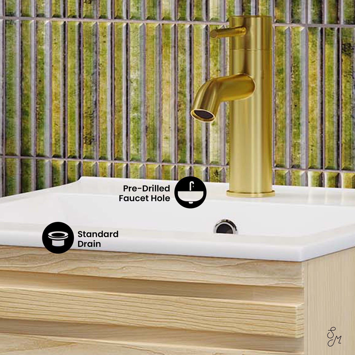 Swiss Madison, Cascade 18" Bathroom Vanity in Natural Oak
