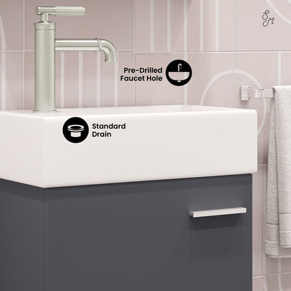 Swiss Madison, Colmer 18" Wall-Mounted Bathroom Vanity in Slate