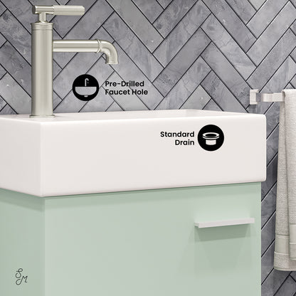 Swiss Madison, Colmer 18" Wall-Mounted Bathroom Vanity in Mint