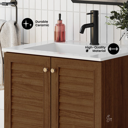 Swiss Madison, Bron 24" Freestanding Bathroom Vanity in Brown Oak with Sink Top