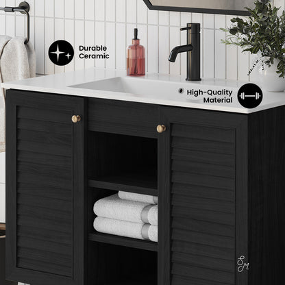 Swiss Madison, Bron 36" Freestanding Bathroom Vanity in Black Oak with Sink Top