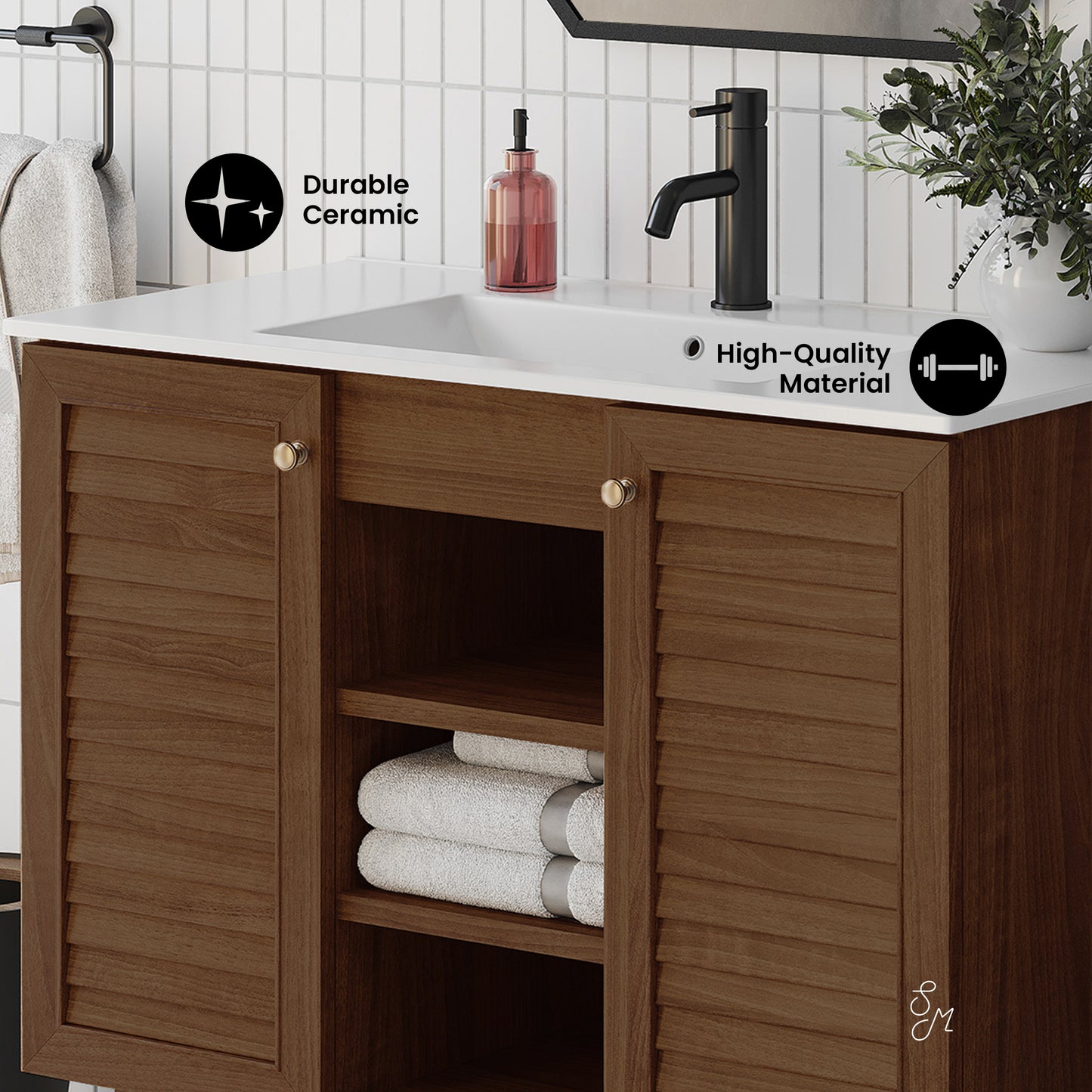 Swiss Madison Bron 36-inch freestanding bathroom vanity in Brown Oak — view 2
