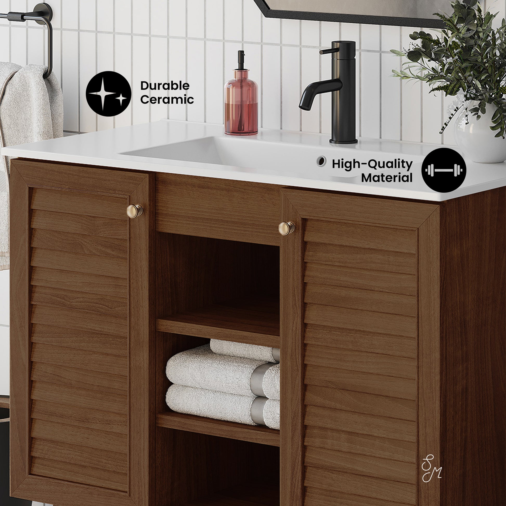 Swiss Madison Bron 36-inch freestanding bathroom vanity in Brown Oak — view 2