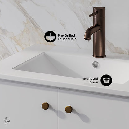 Swiss Madison, Manoir 24" Freestanding Bathroom Vanity in White with Sink Top