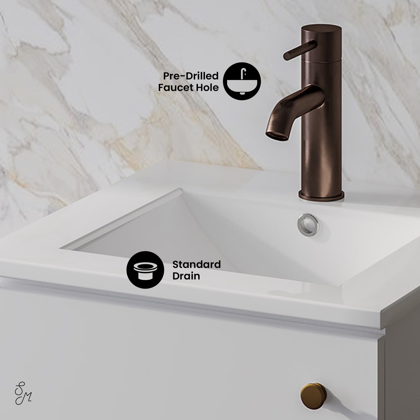 Swiss Madison, Manoir 18" Bathroom Vanity in White