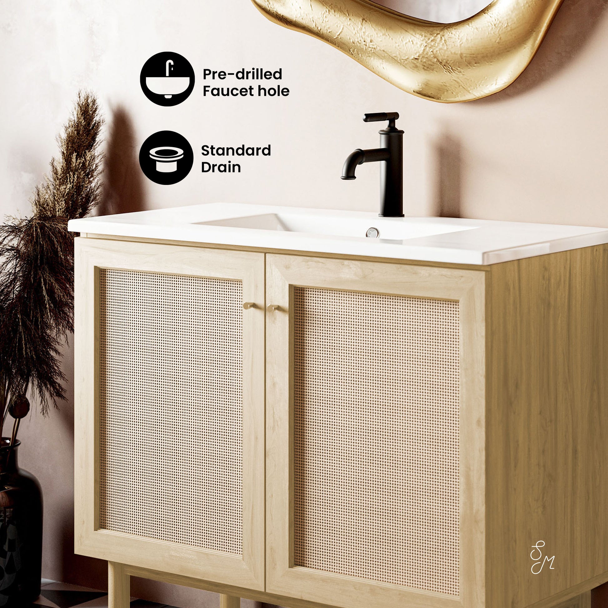 Swiss Madison Classe 36-inch freestanding bathroom vanity in Natural Oak — view 2