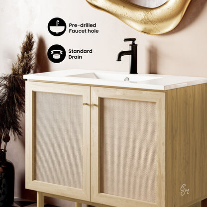 Swiss Madison Classe 36-inch freestanding bathroom vanity in Natural Oak — view 2