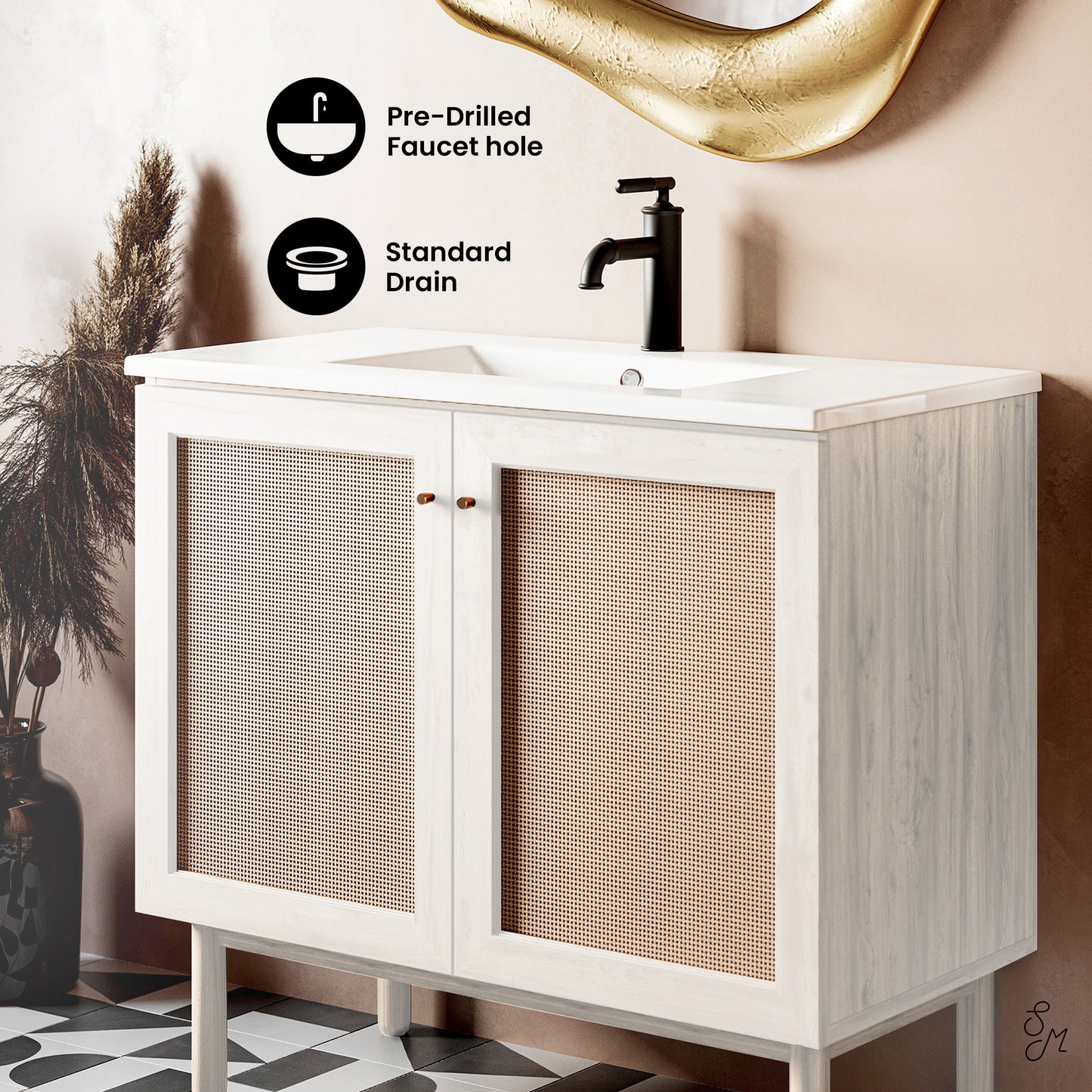 Swiss Madison, Classe 36" Freestanding Bathroom Vanity in White Oak with Sink Top