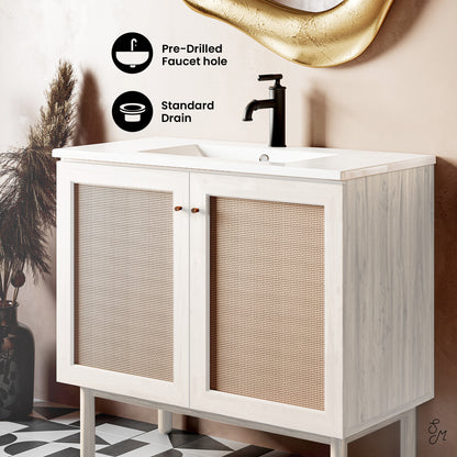 Swiss Madison, Classe 36" Freestanding Bathroom Vanity in White Oak with Sink Top