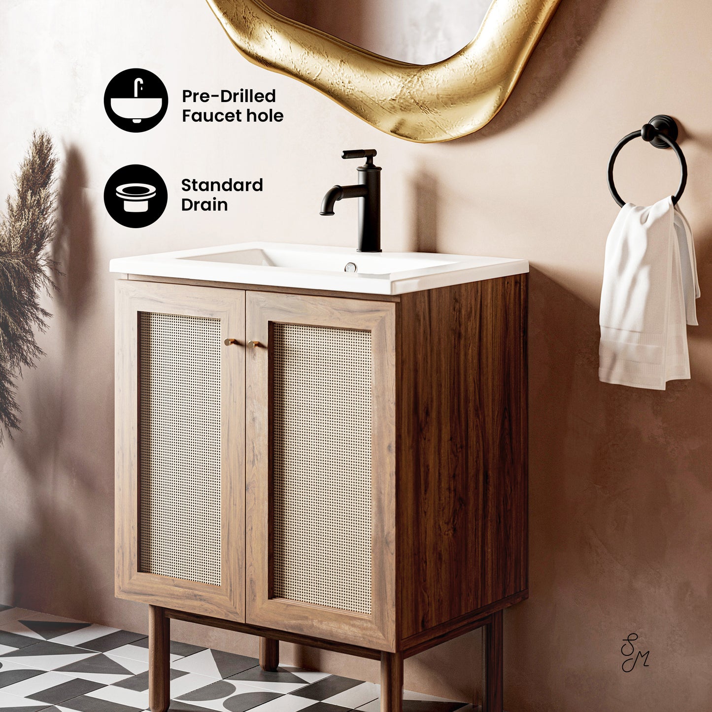Swiss Madison, Classe 30" Freestanding Bathroom Vanity in Golden Oak with Sink Top