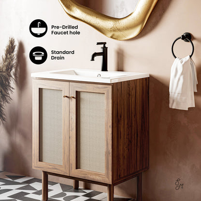 Swiss Madison, Classe 30" Freestanding Bathroom Vanity in Golden Oak with Sink Top