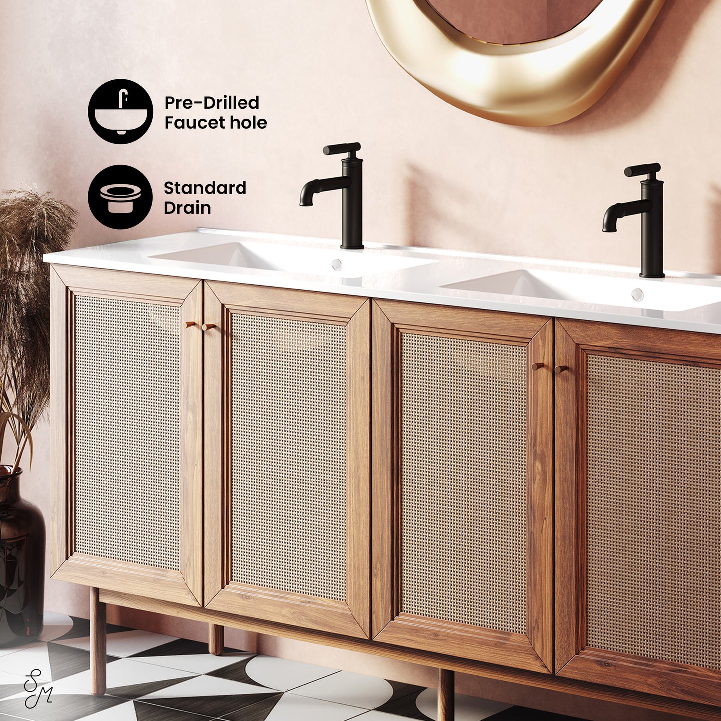 Swiss Madison Classe 60-inch freestanding bathroom vanity in Golden Oak — view 2