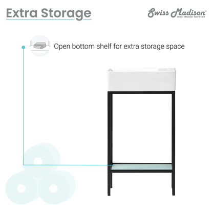 Swiss Madison, Pierre 19.5 Single, Freestanding, Open Shelf, Matte Black Frame Bathroom Vanity