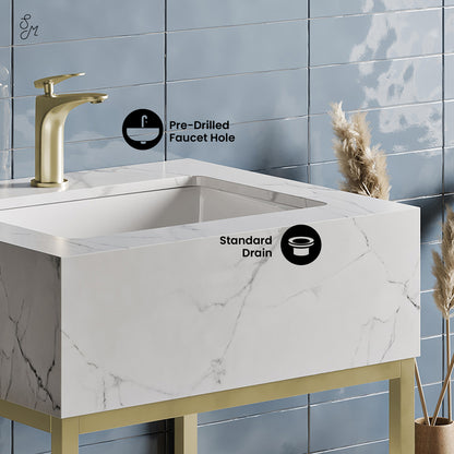 Swiss Madison, Beau 24" Open Shelf Natural Oak Frame Freestanding Bathroom Vanity with Sink Top