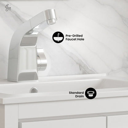 Swiss Madison, Virage 24" Freestanding Bathroom Vanity in White with Sink Top
