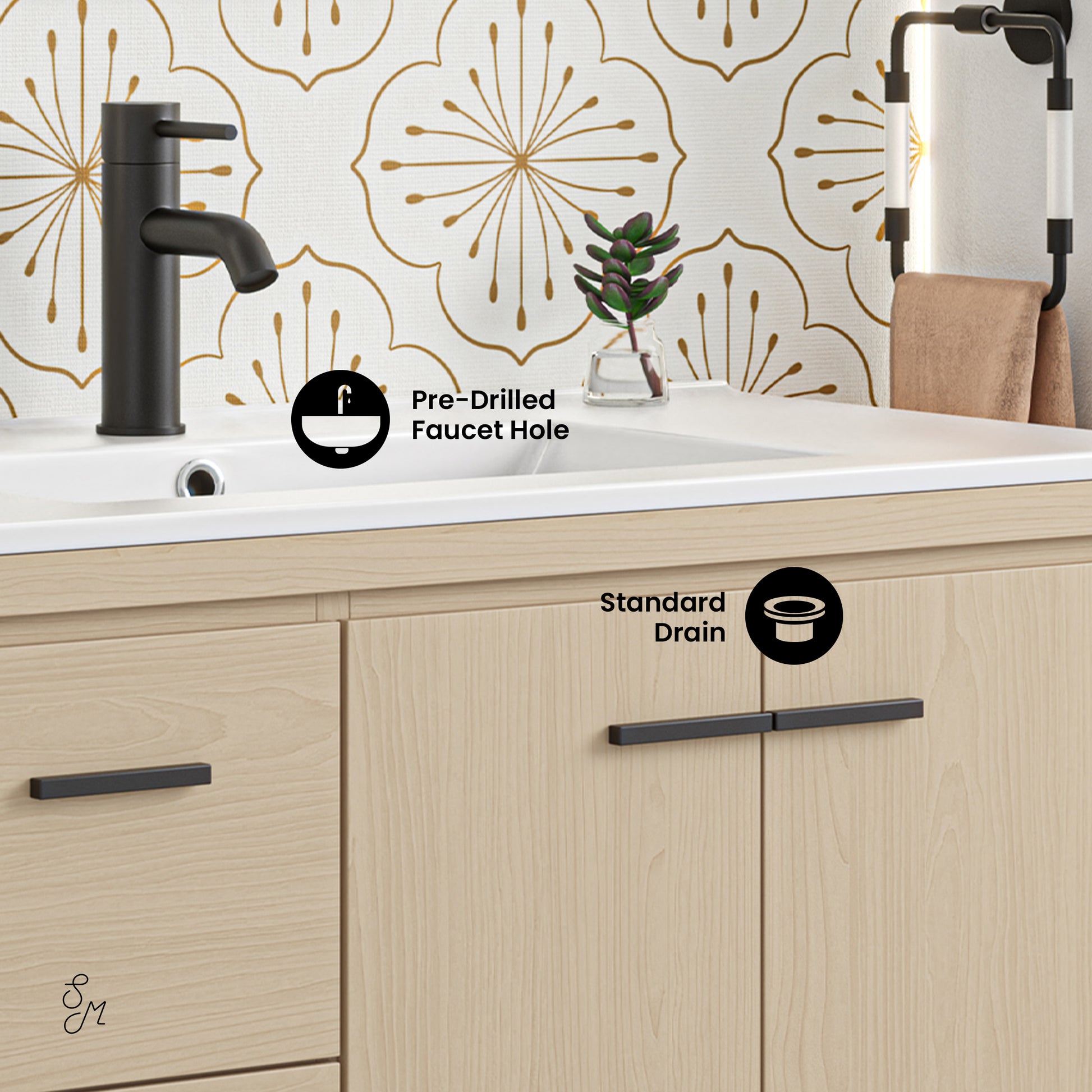 Swiss Madison Virage 36-inch freestanding bathroom vanity in Natural Oak — view 2