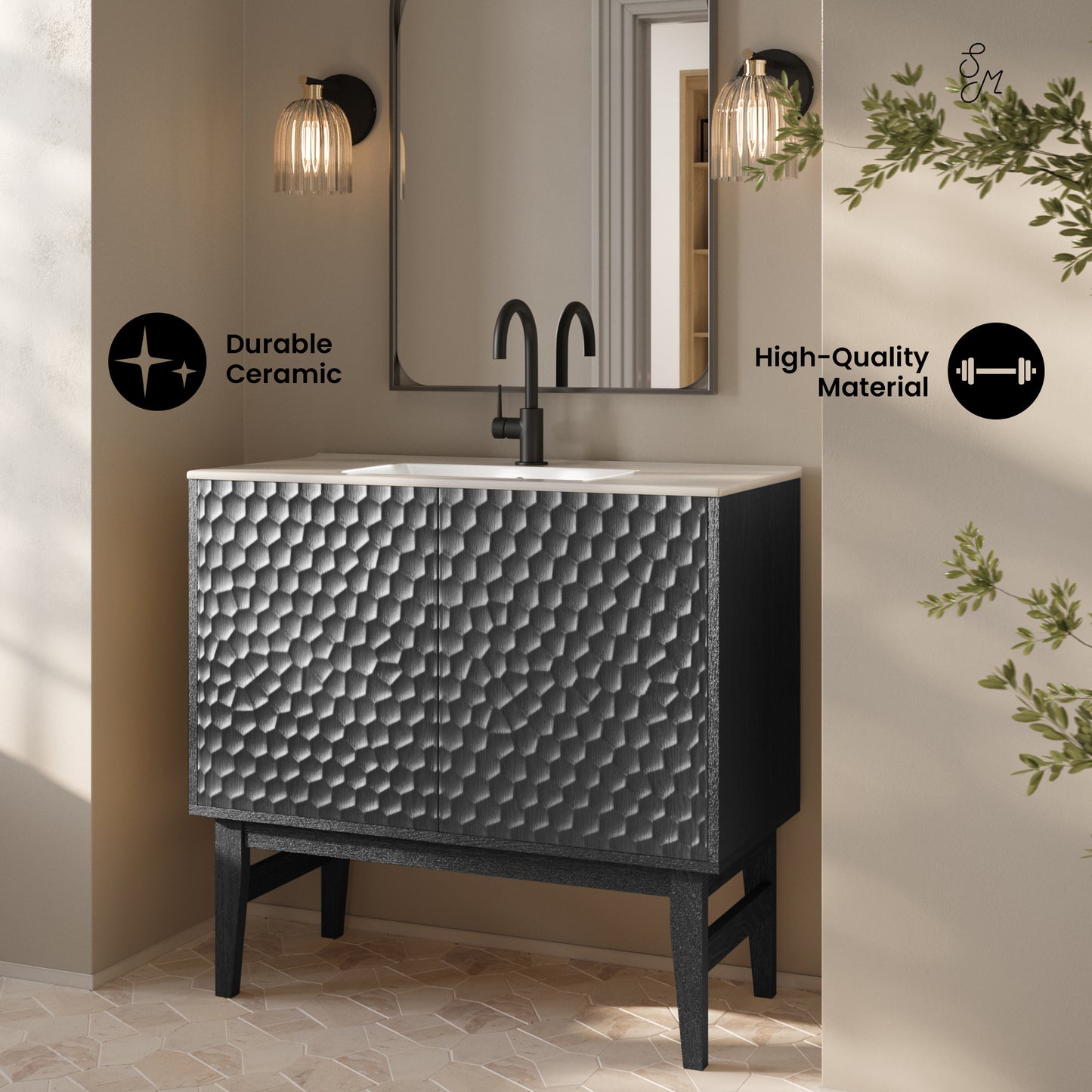 Swiss Madison Bosse 36-inch freestanding bathroom vanity in Black Oak — view 2