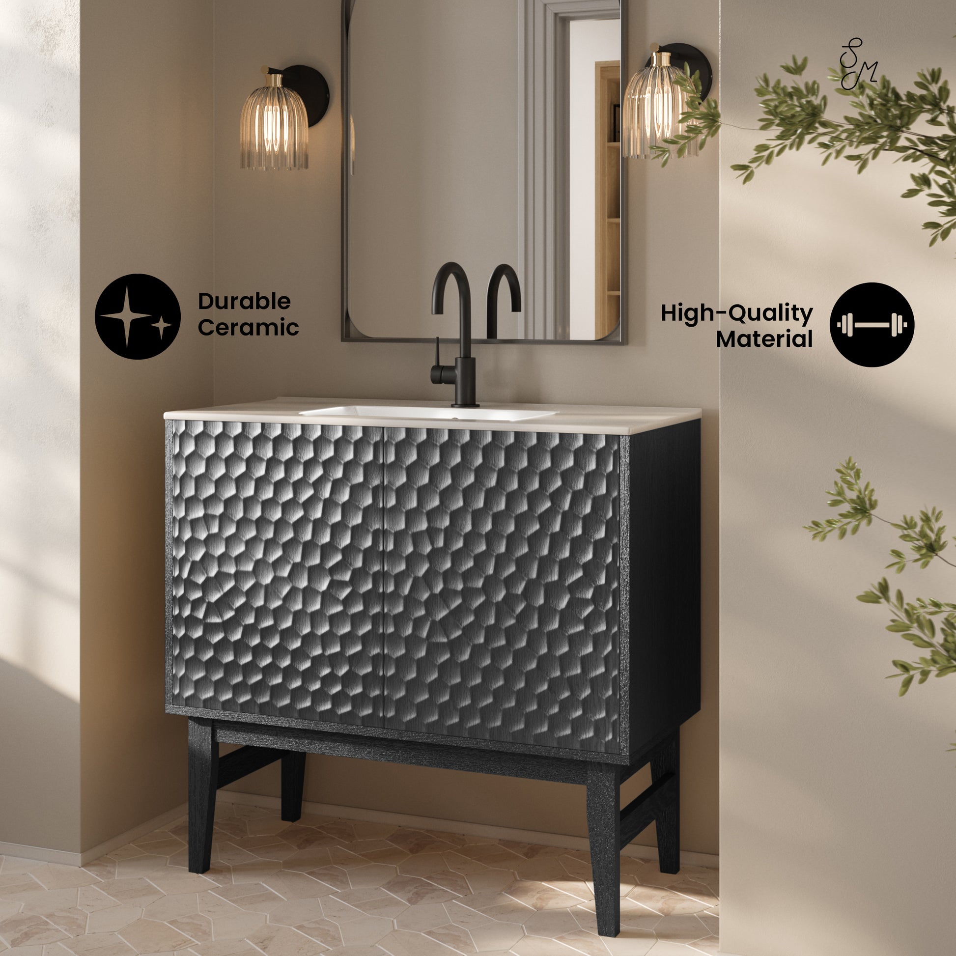 Swiss Madison Bosse 36-inch freestanding bathroom vanity in Black Oak — view 2