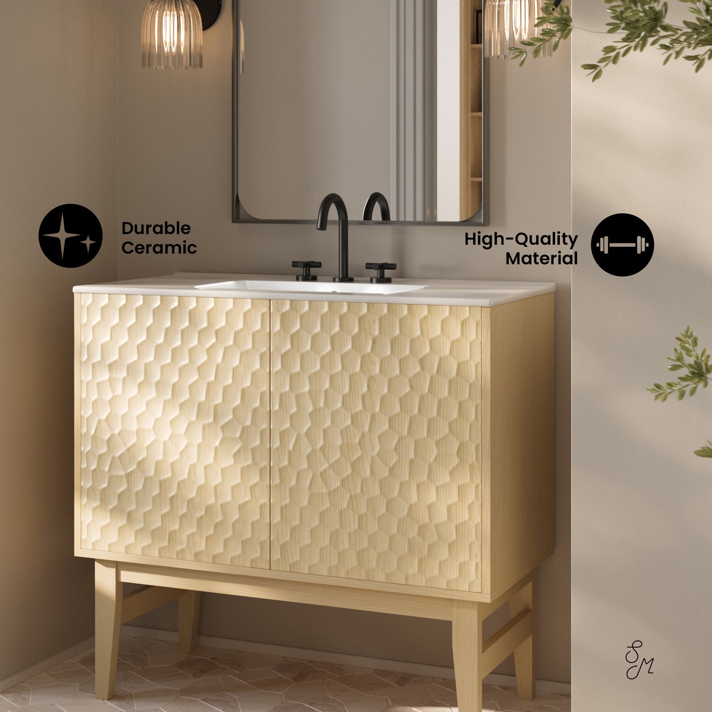 Swiss Madison Bosse 36-inch freestanding bathroom vanity in Natural Oak — view 2