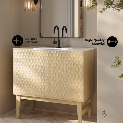 Swiss Madison Bosse 36-inch freestanding bathroom vanity in Natural Oak — view 2