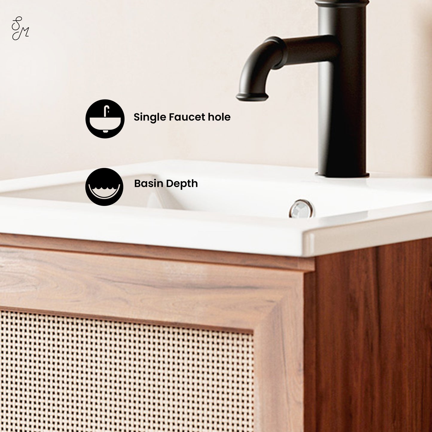 Swiss Madison, 18" Ceramic Square Vanity Sink Top