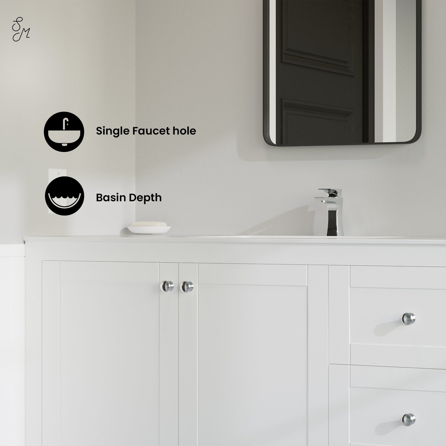 Swiss Madison, 48" Vanity Sink Top in Glossy White