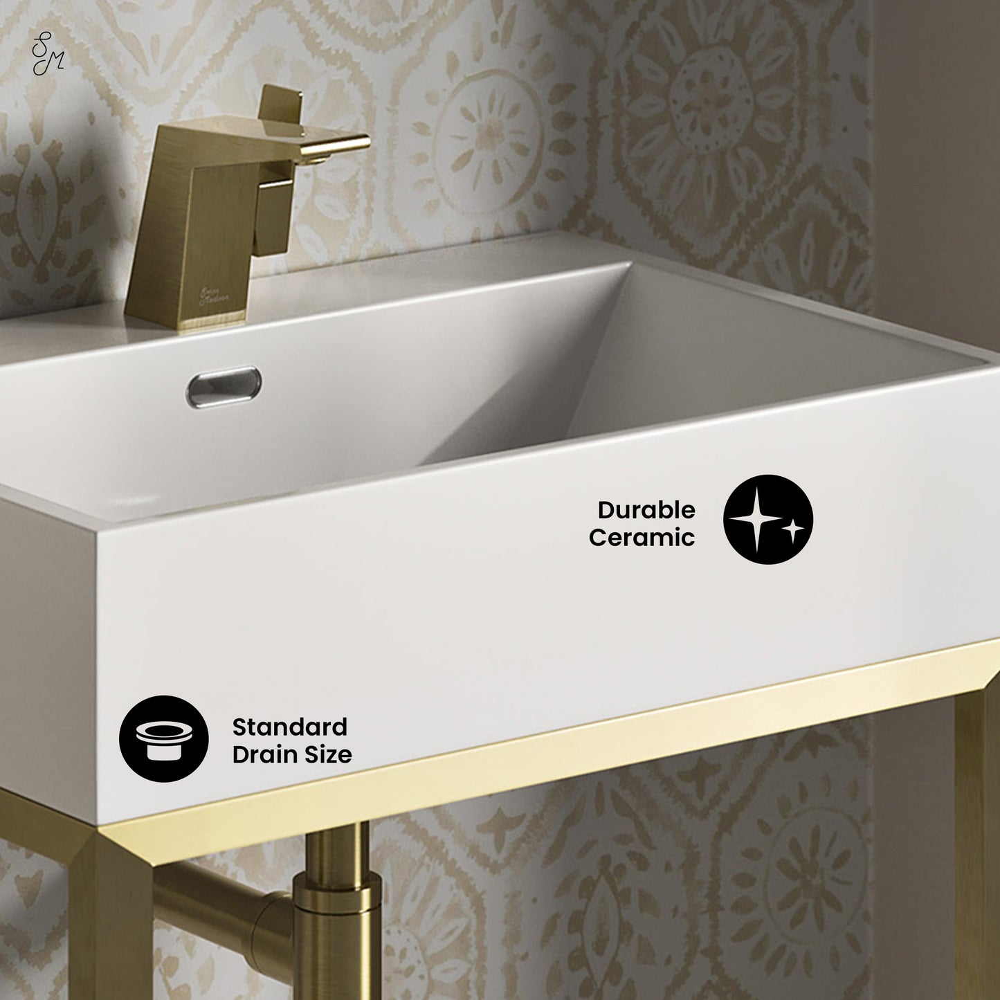 Swiss Madison, Concorde 24" Rectangle Console Sink with Brushed Gold Legs