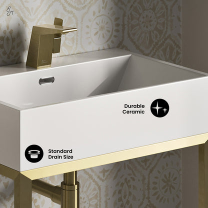 Swiss Madison, Concorde 24" Rectangle Console Sink with Brushed Gold Legs