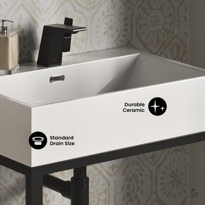 Swiss Madison, Concorde 24" Rectangle Console Sink with Matte Black Legs