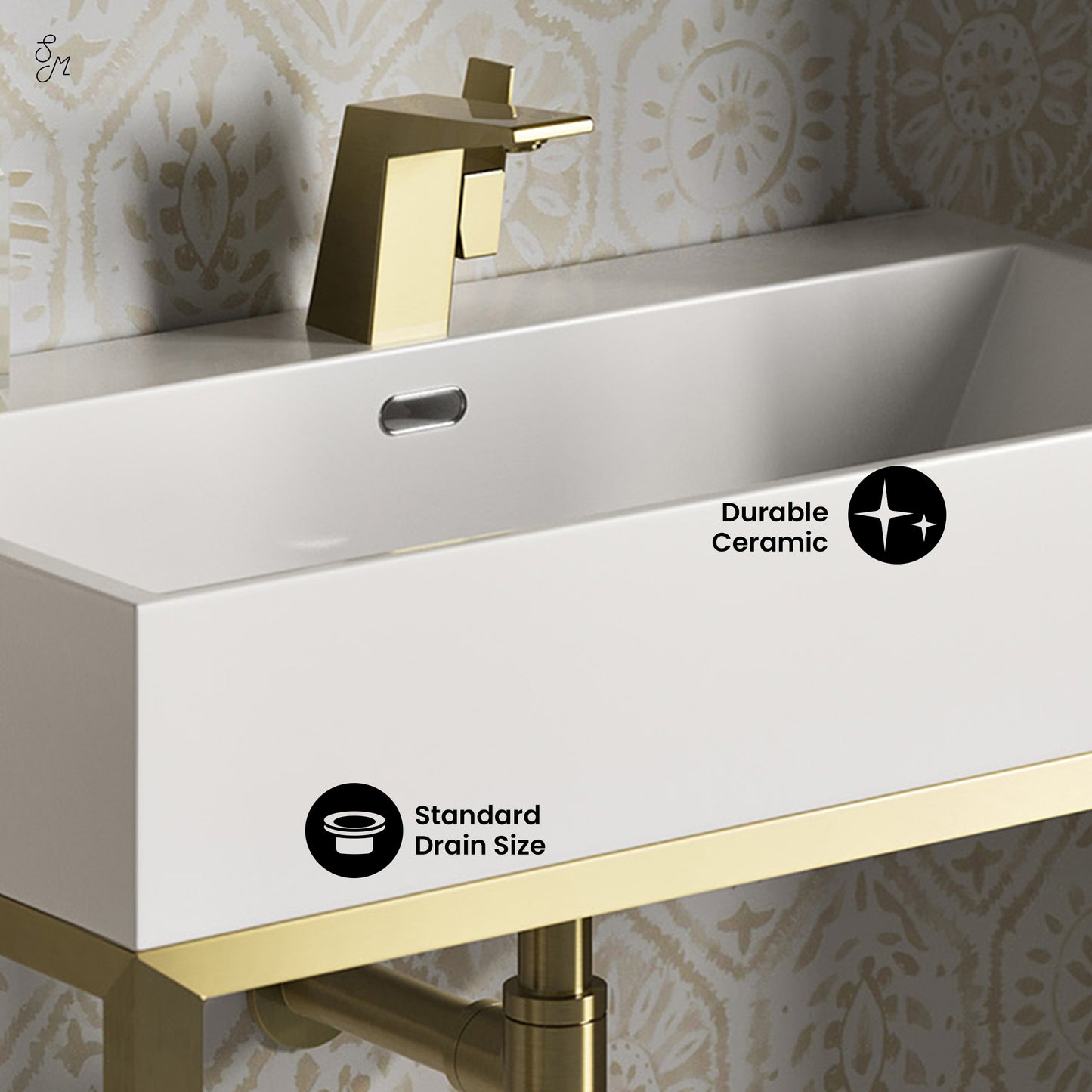 Swiss Madison, Concorde 30" Rectangle Console Sink with Brushed Gold Legs