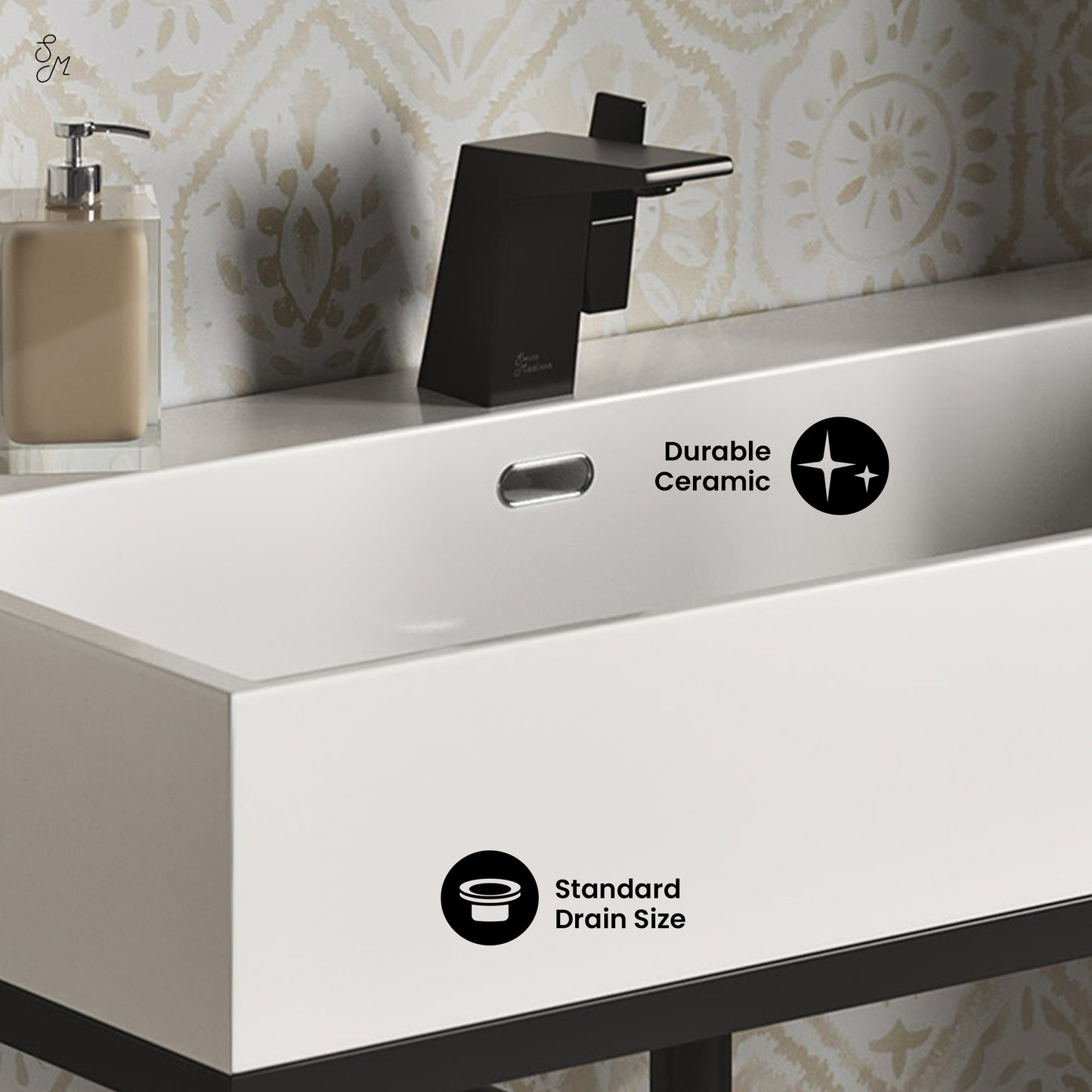 Swiss Madison, Concorde 30" Rectangle Console Sink with Matte Black Legs