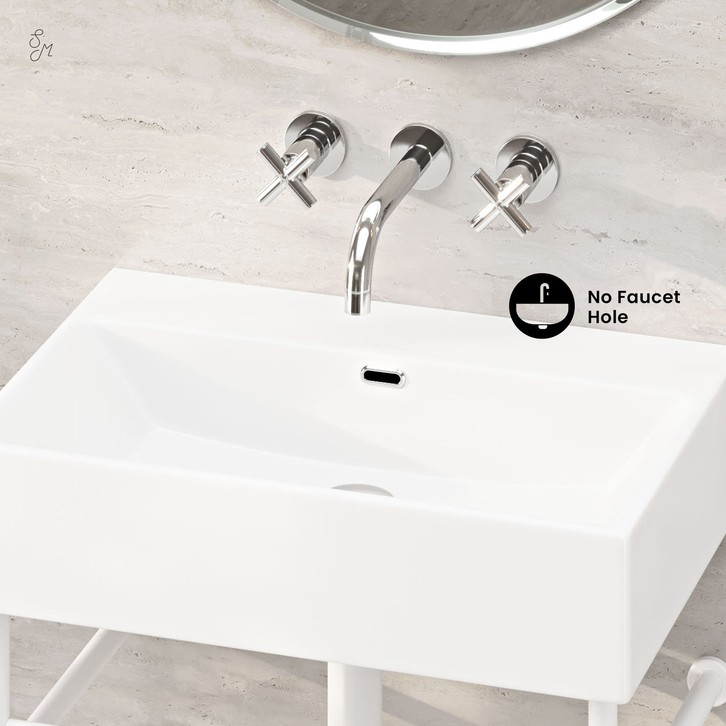 Swiss Madison, Claire 24" Rectangle Zero Hole Console Sink with Matte White Legs