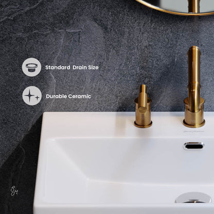 Swiss Madison, Claire 30" Console Sink White Basin Brushed Gold Legs with 8" Widespread Holes