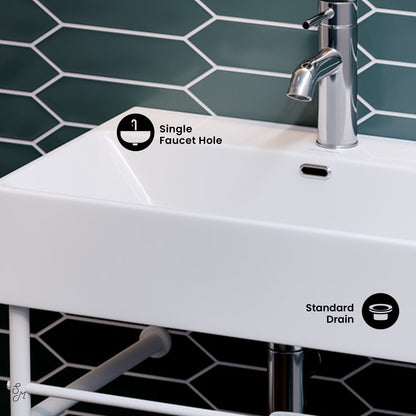 Swiss Madison, Claire 24 Ceramic Console Sink White Basin Matte White Legs