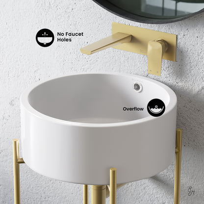 Swiss Madison, Monaco 16.5" Round Console Sink, White Basin Brushed Gold Legs