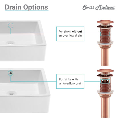 Swiss Madison Residential Non-Overflow Pop 1.75-inch bathroom vanity in Rose Gold — view 2