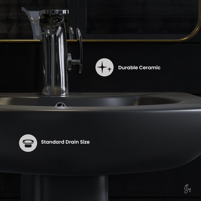 Swiss Madison, Chateau Two-Piece Round Pedestal Sink in Matte Black