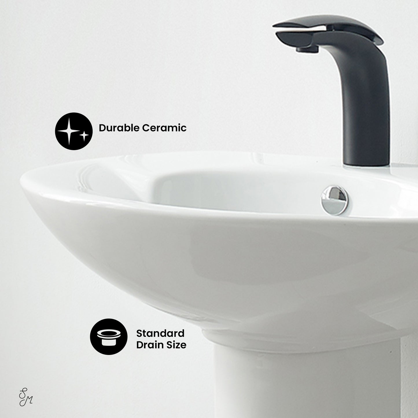 Swiss Madison, Plaisir Rounded Basin Pedestal Sink