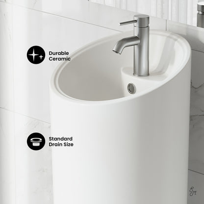 Swiss Madison, St. Tropez Circular One Piece Pedestal Sink