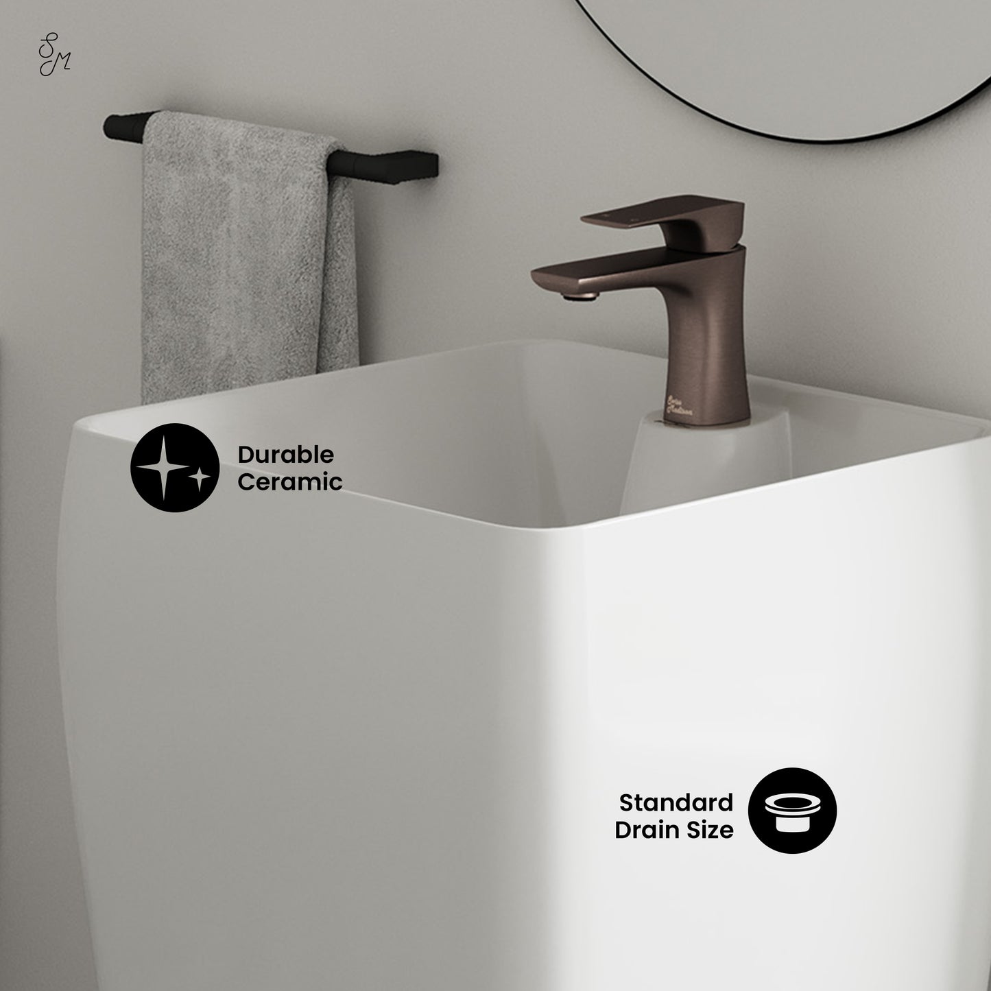 Swiss Madison, Carre One Piece Pedestal Sink