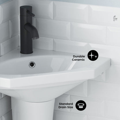 Swiss Madison, St.Tropez Corner Two-Piece Pedestal Sink