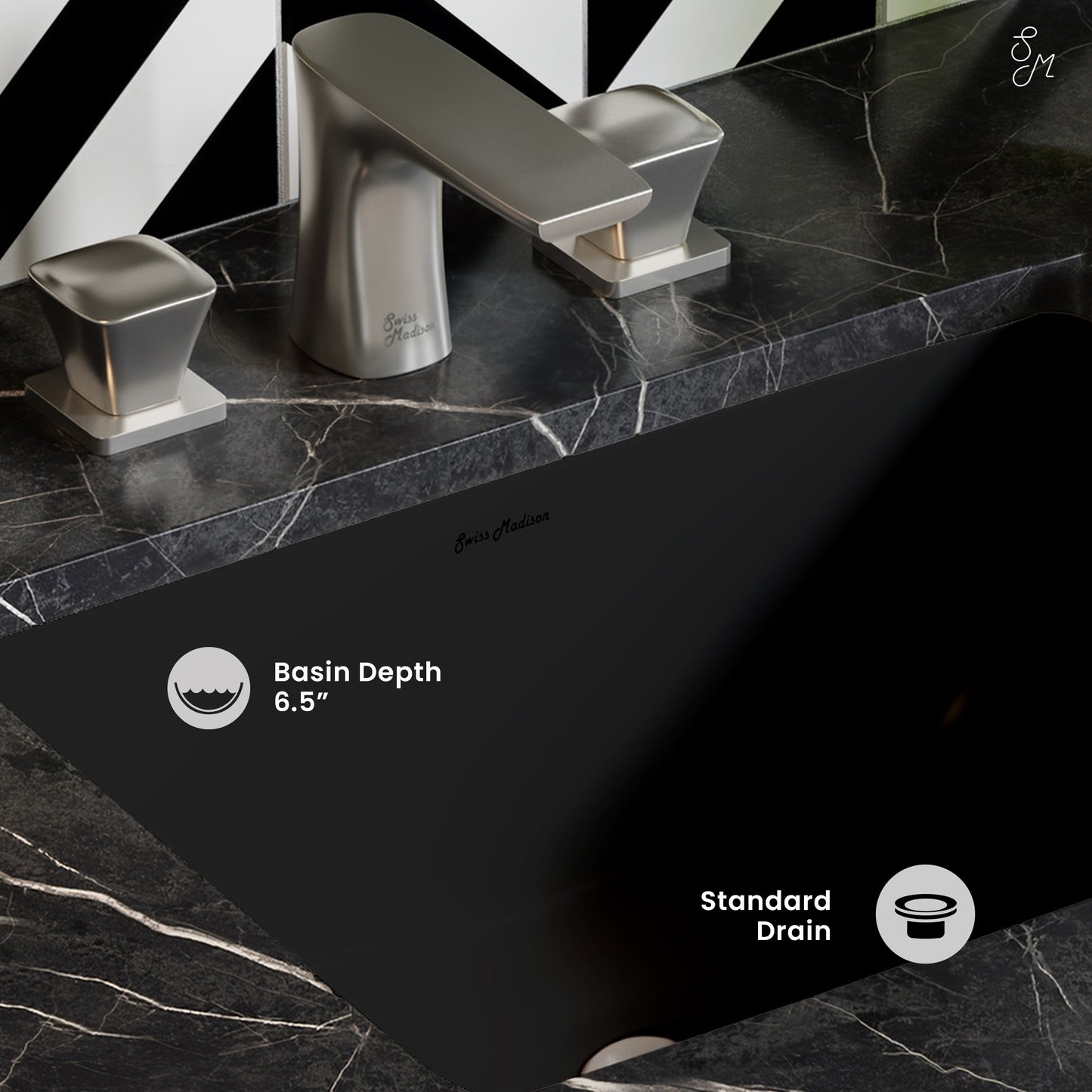 Swiss Madison, Plaisir 18.5" Rectangle Undermount Bathroom Sink in Matte Black