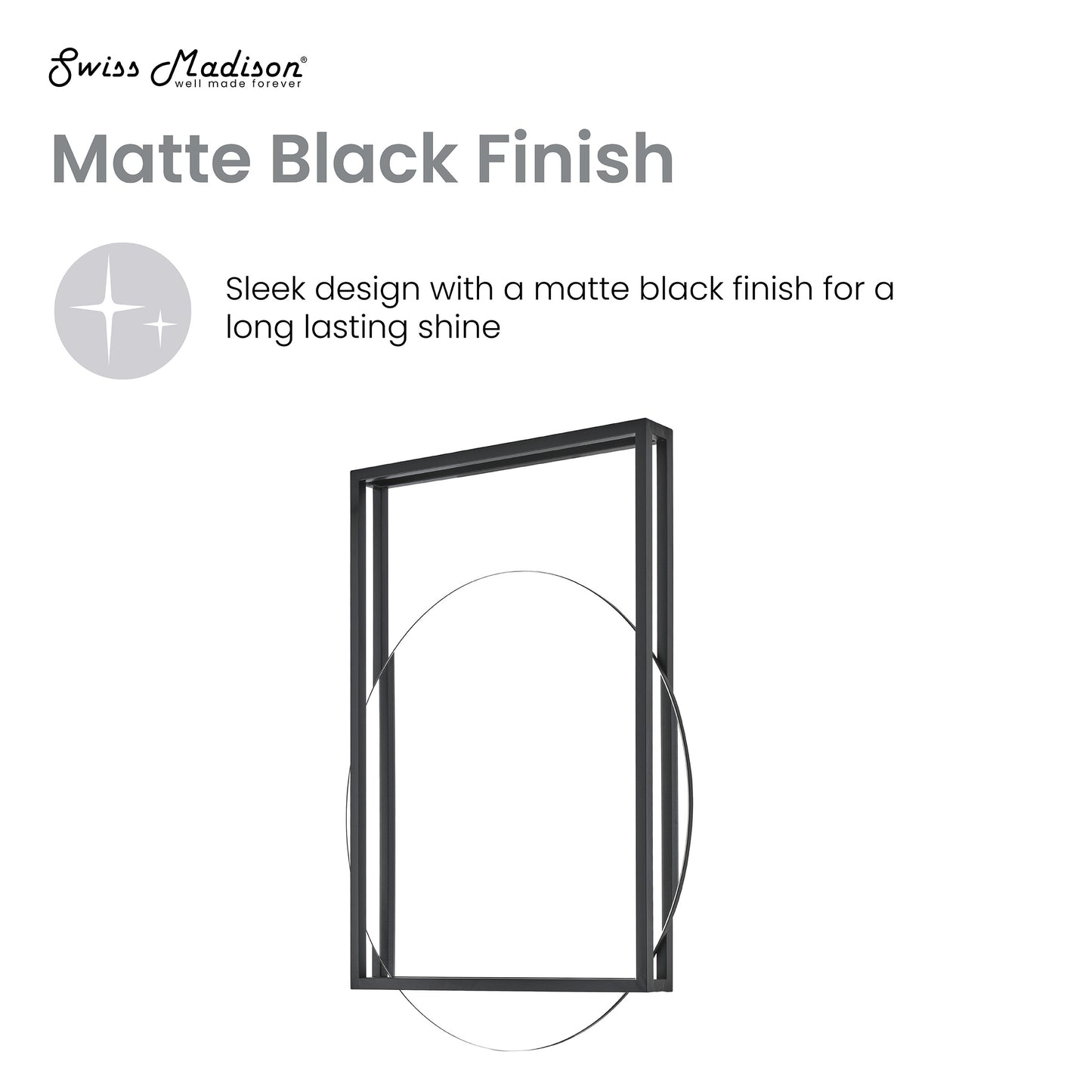 Swiss Madison, Pierre 35.5" Vanity Mirror in Matte Black